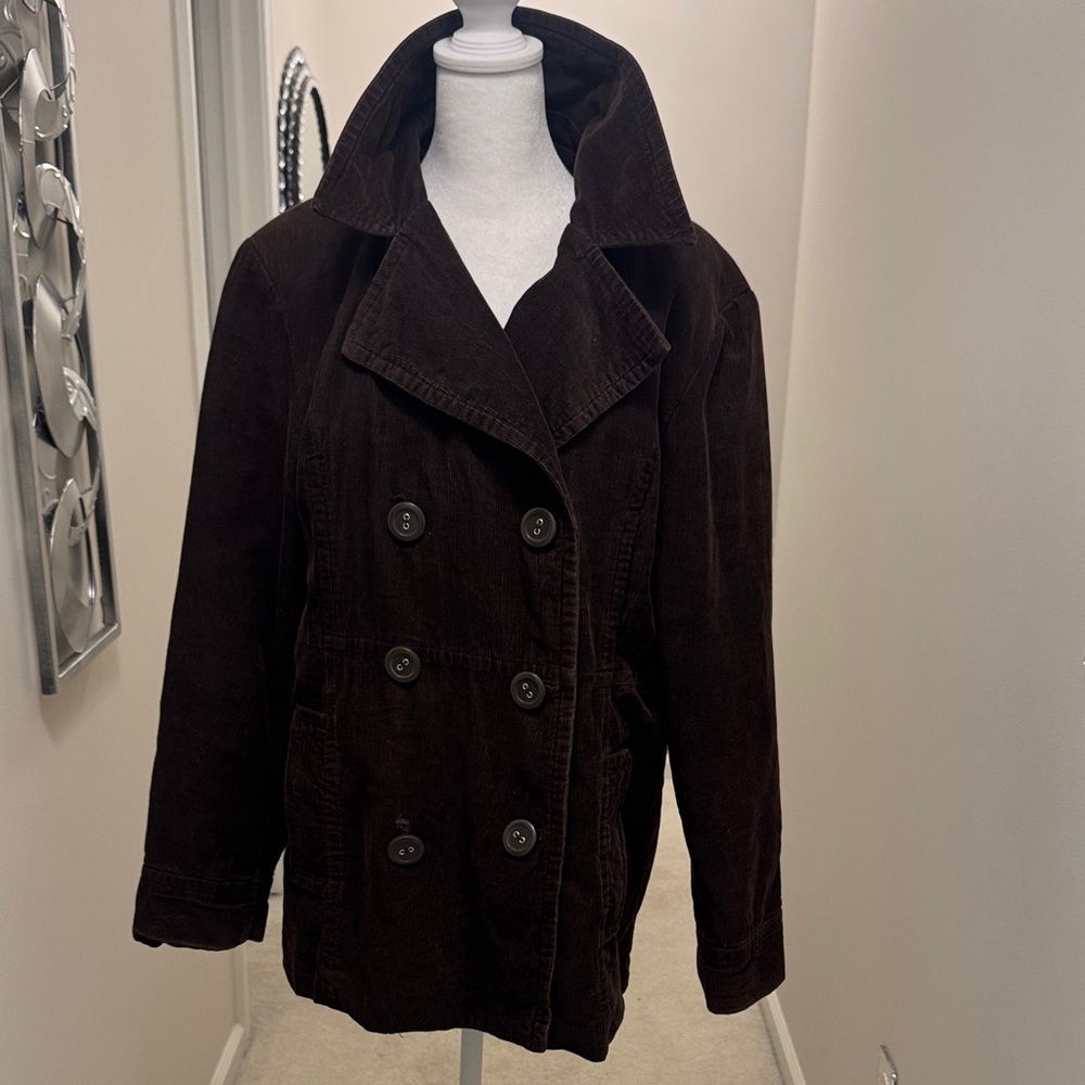 Bass Women's Double-Breasted Dark Brown Pea Coat